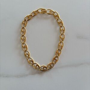 Gold lChain Necklace with Small Pearls Vintage Napier